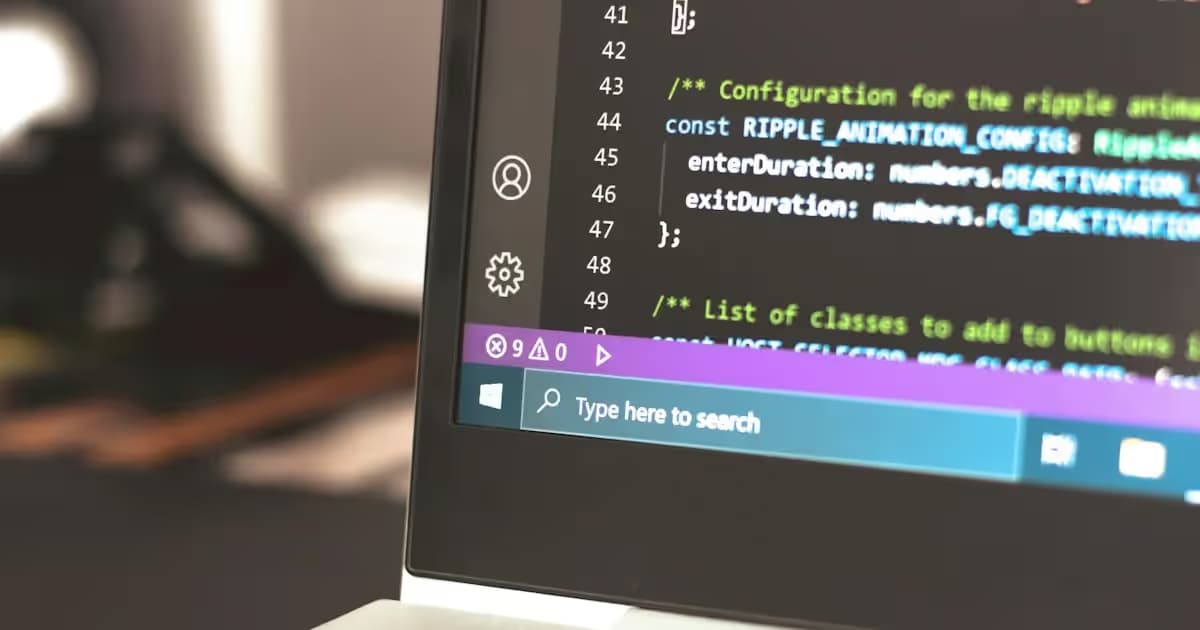 Code affiché sur l'écran d'un ordinateur portable