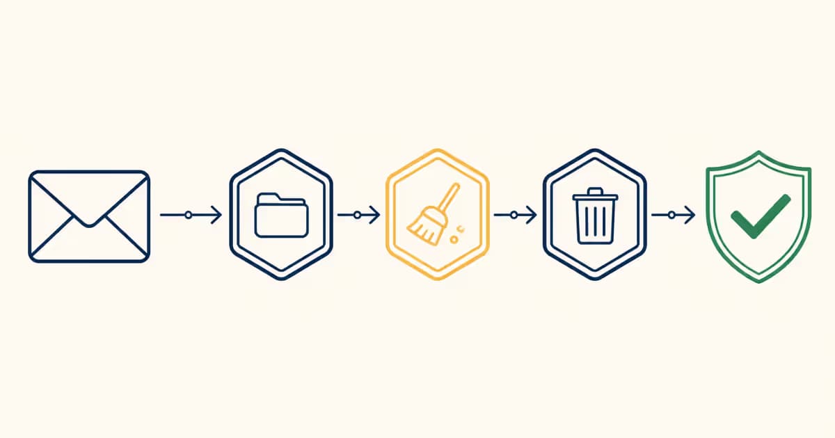 Infographie montrant comment vider le cache Symfony via FTP en trois étapes : connexion par FTP, suppression du cache, vérification.