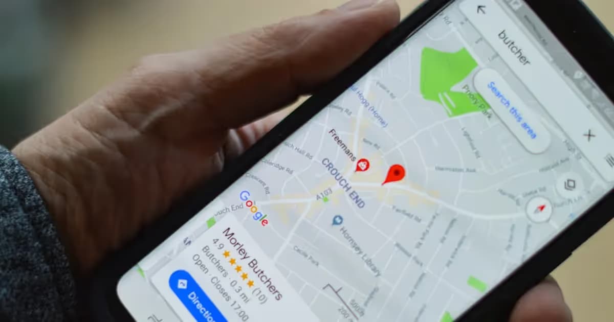 Carte affichée sur l'écran d'un smartphone