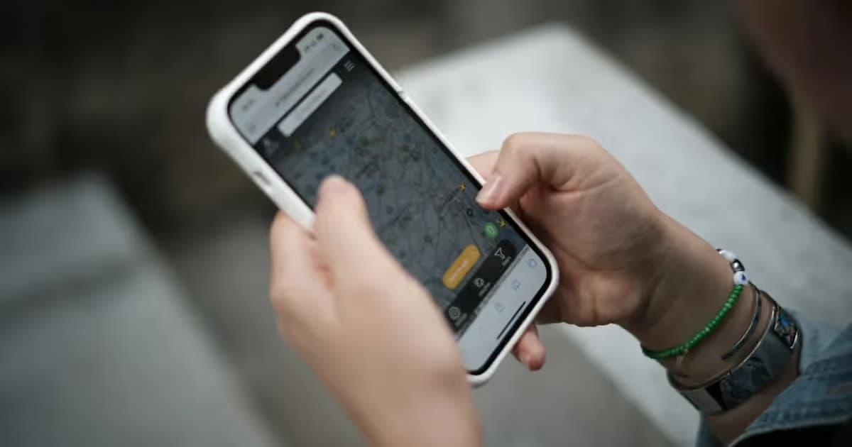 Carte affichée sur l'écran d'un smartphone