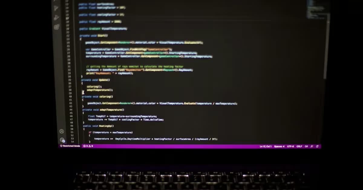Code affiché sur l'écran d'un ordinateur portable