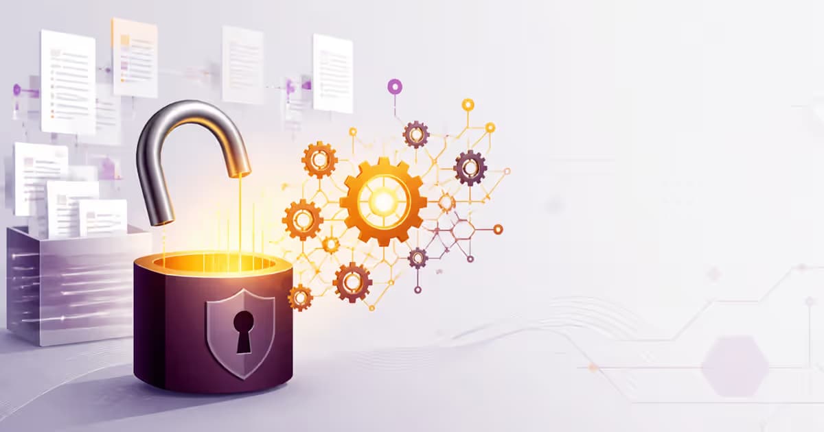 Illustration de verrou avec réseau d'IA pour sécurité et productivité Odoo