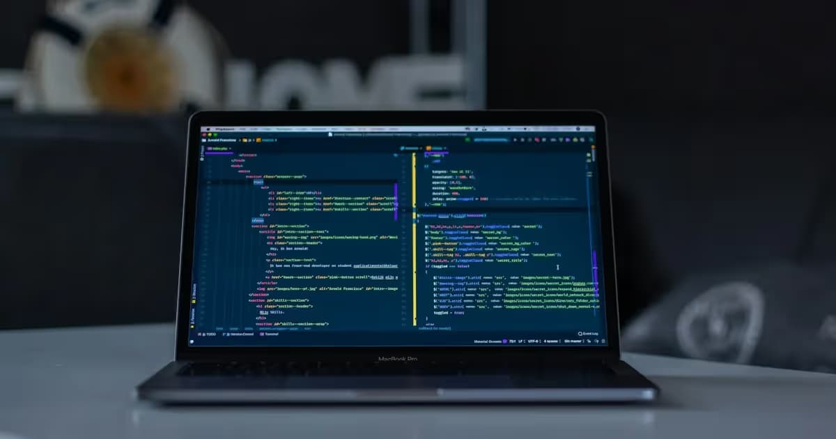 Code affiché sur l'écran d'un ordinateur portable
