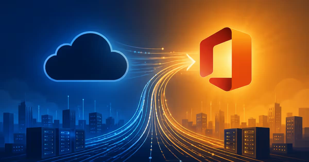 Illustration de nuage vers Microsoft 365 avec transition en amber