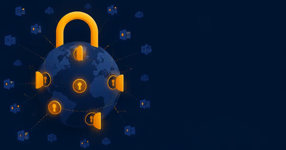 Illustration de padlock stylisé sur globe terrestre pour Microsoft 365