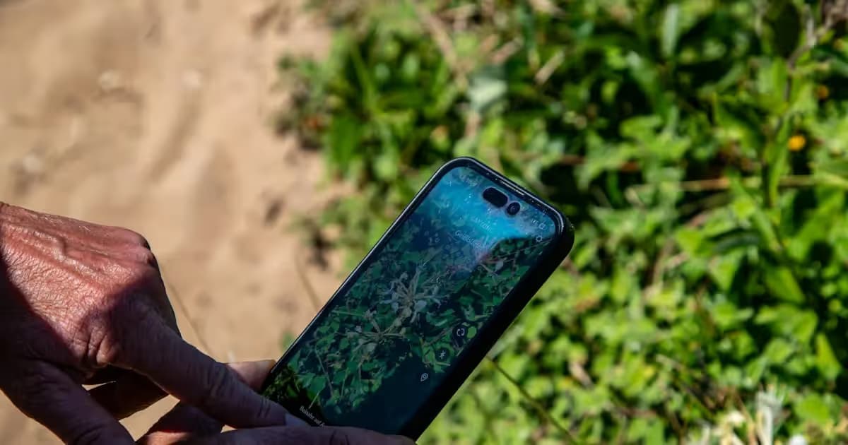 Carte affichée sur l'écran d'un smartphone