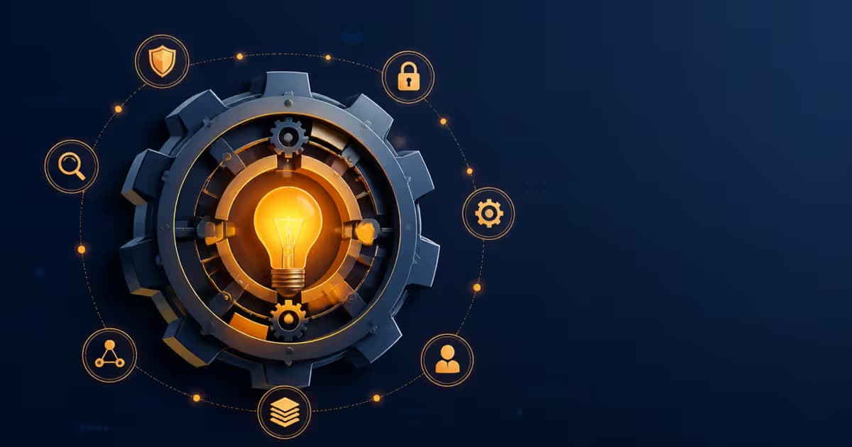 Mécanisme de gestion des ressources avec une lumière jaune éclairant l'intérieur, représentant la productivité des PME grâce au Model Context Protocol.