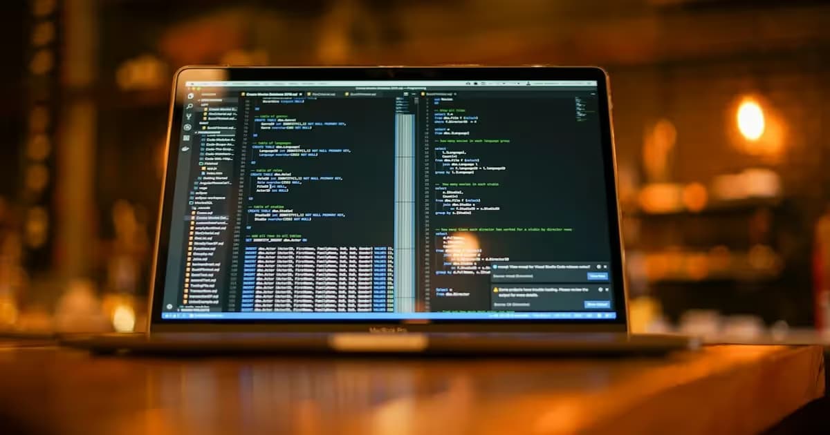 Code affiché sur l'écran d'un ordinateur portable