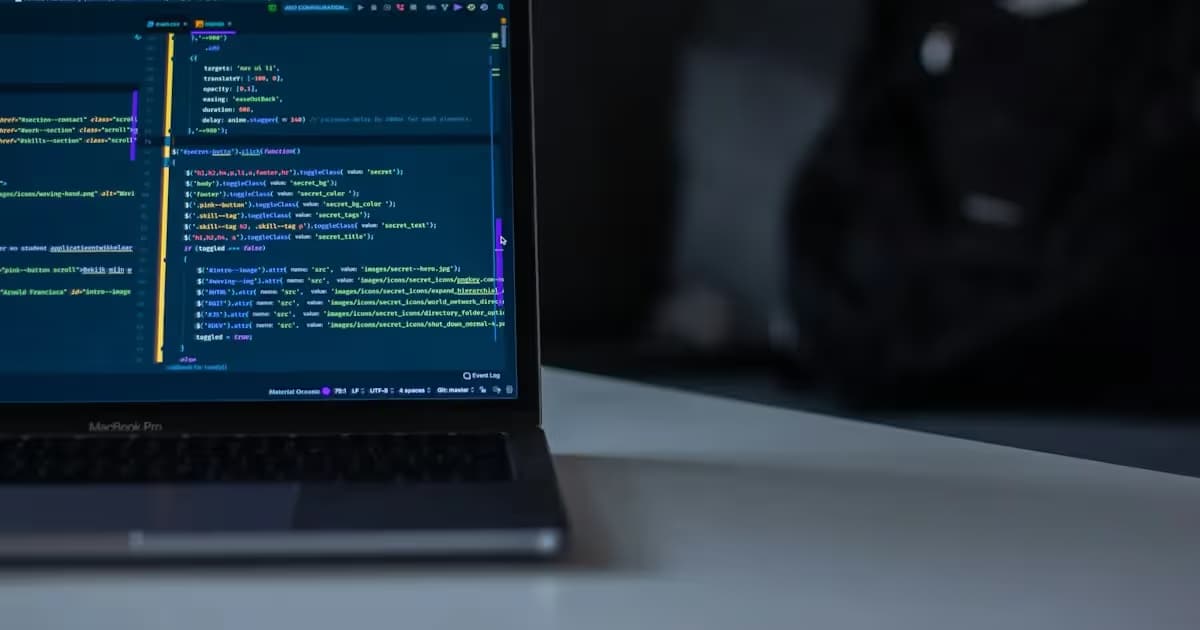 Code affiché sur l'écran d'un ordinateur portable