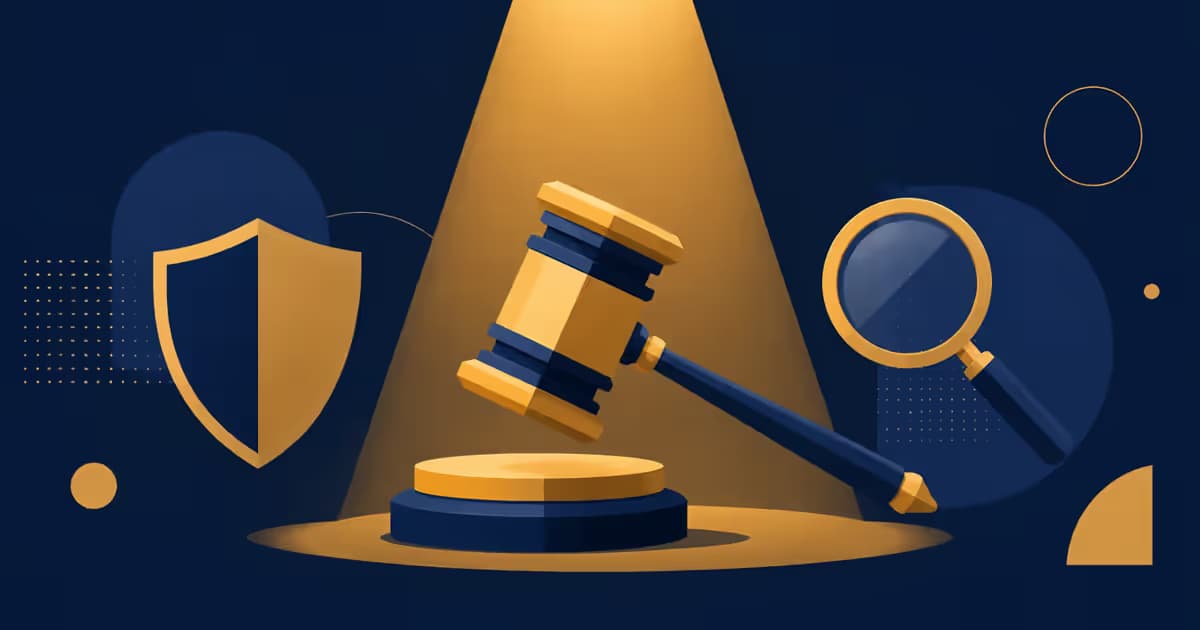 Gavel icon with spotlight on legal website design