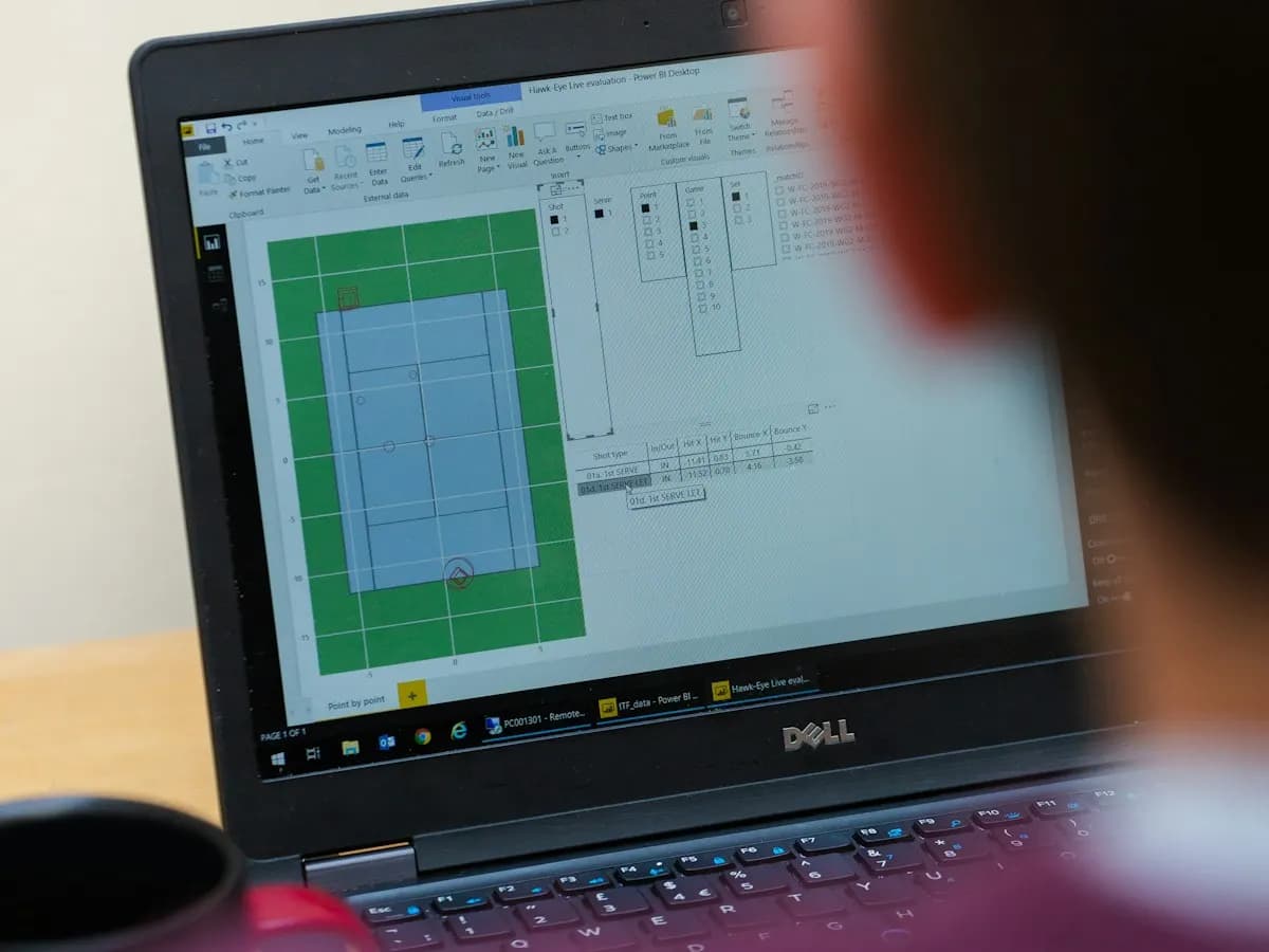 Tableur ouvert sur un ordinateur portable