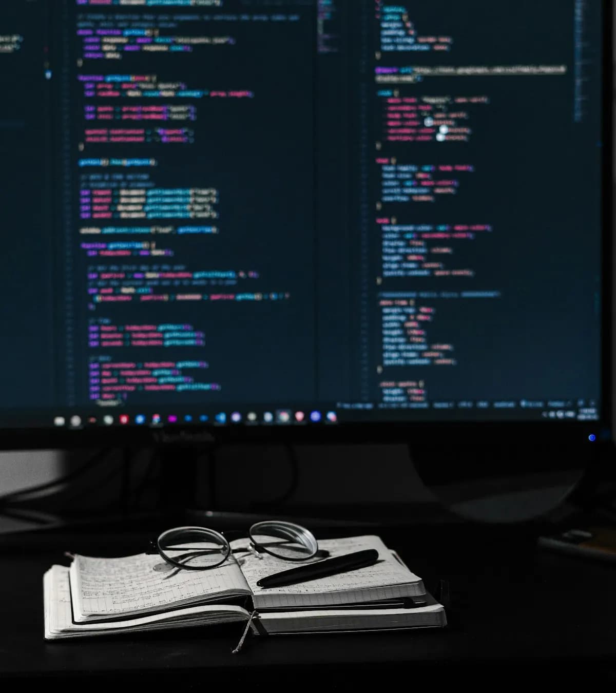 Écran de code et carnet de notes